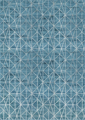 Blue 9' 10 x 14' 1 Matrix Trellis Rectangle Area Rug 100% Polyester Geometric Pattern Modern Carpet for Living, Dining, Bedroom, Office for Sale at Rug Engine