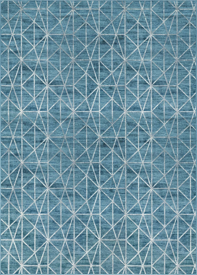 Blue 9' 10 x 14' 1 Matrix Trellis Rectangle Area Rug 100% Polyester Geometric Pattern Modern Carpet for Living, Dining, Bedroom, Office for Sale at Rug Engine