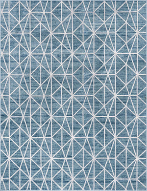 Blue 9' x 12' 2 Matrix Trellis Rectangle Area Rug 100% Polyester Geometric Pattern Modern Carpet for Living, Dining, Bedroom, Office for Sale at Rug Engine