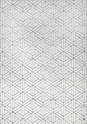 White 9' 10 x 14' Matrix Trellis Rectangle Area Rug 100% Polyester Geometric Pattern Modern Carpet for Living, Dining, Bedroom, Office for Sale at Rug Engine