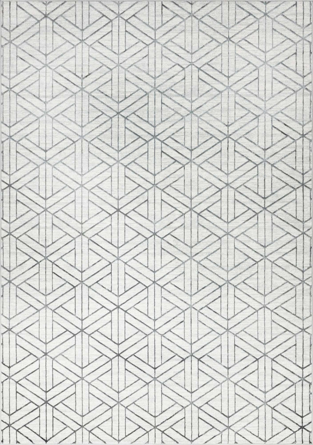 White 9' 10 x 14' Matrix Trellis Rectangle Area Rug 100% Polyester Geometric Pattern Modern Carpet for Living, Dining, Bedroom, Office for Sale at Rug Engine