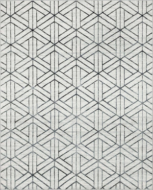 White 8' x 10' Matrix Trellis Rectangle Area Rug 100% Polyester Geometric Pattern Modern Carpet for Living, Dining, Bedroom, Office for Sale at Rug Engine