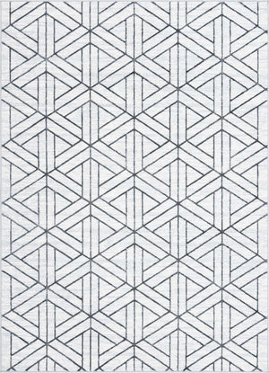 White 7' 1 x 10' Matrix Trellis Rectangle Area Rug 100% Polyester Geometric Pattern Modern Carpet for Living, Dining, Bedroom, Office for Sale at Rug Engine