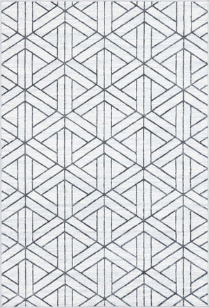 White 6' x 9' Matrix Trellis Rectangle Area Rug 100% Polyester Geometric Pattern Modern Carpet for Living, Dining, Bedroom, Office for Sale at Rug Engine