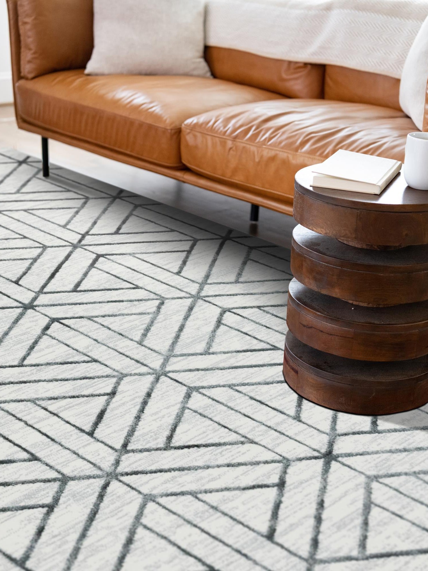 White 4' 1 x 6' 1 Matrix Trellis Rectangle Area Rug 100% Polyester Geometric Pattern Modern Carpet for Living, Dining, Bedroom, Office for Sale at Rug Engine