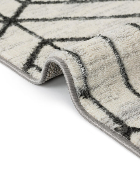 White 7' 1 x 10' Matrix Trellis Rectangle Area Rug 100% Polyester Geometric Pattern Modern Carpet for Living, Dining, Bedroom, Office for Sale at Rug Engine