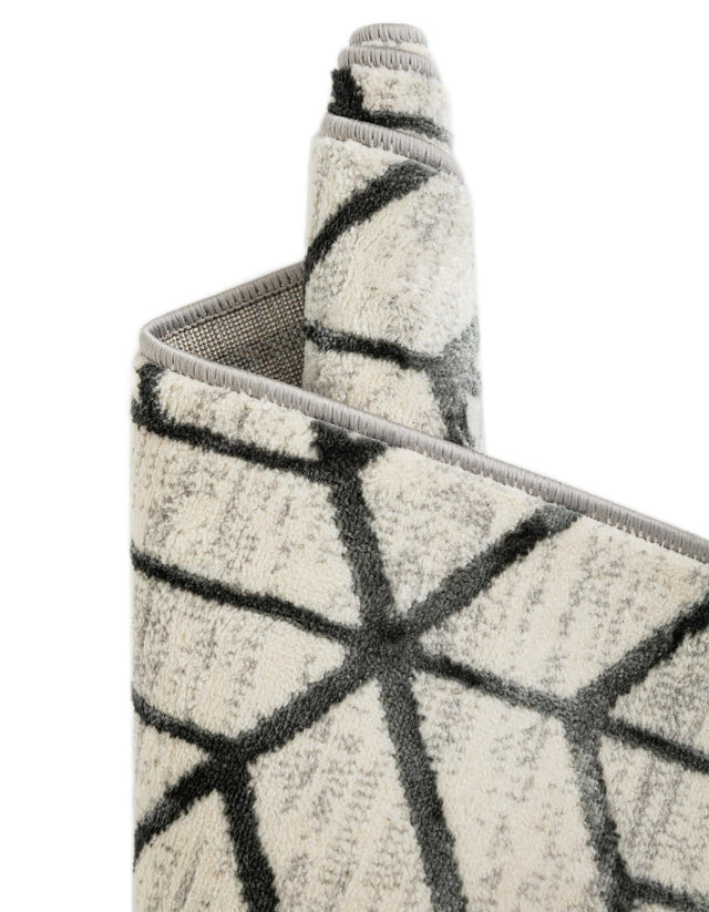 White 8' x 10' Matrix Trellis Rectangle Area Rug 100% Polyester Geometric Pattern Modern Carpet for Living, Dining, Bedroom, Office for Sale at Rug Engine