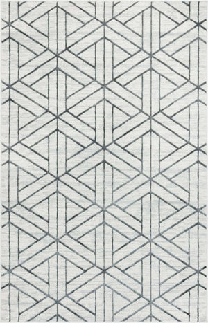 White 5' 1 x 8' Matrix Trellis Rectangle Area Rug 100% Polyester Geometric Pattern Modern Carpet for Living, Dining, Bedroom, Office for Sale at Rug Engine