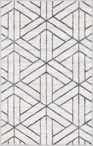 White 3' 3 x 5' 3 Matrix Trellis Rectangle Area Rug 100% Polyester Geometric Pattern Modern Carpet for Living, Dining, Bedroom, Office for Sale at Rug Engine