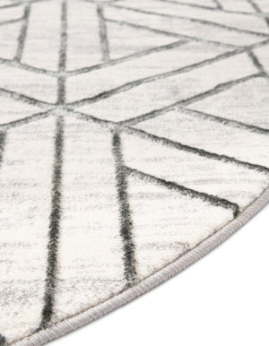 White 8' x 8' Matrix Trellis Round Area Rug 100% Polyester Geometric Pattern Modern Carpet for Living, Dining, Bedroom, Office for Sale at Rug Engine