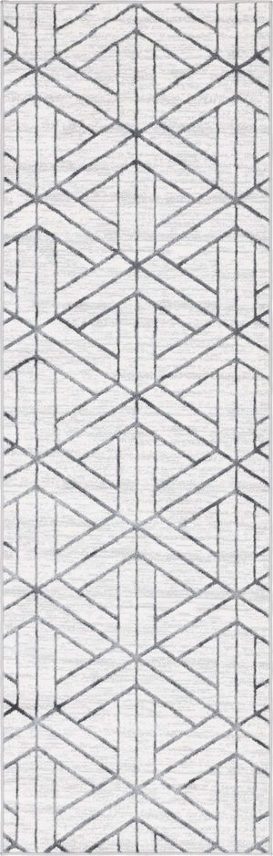 White 3' x 10' Matrix Trellis Runner Area Rug 100% Polyester Geometric Pattern Modern Carpet for Living, Dining, Bedroom, Office for Sale at Rug Engine