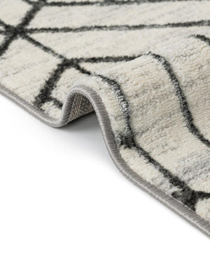 White 2' x 8' Matrix Trellis Runner Area Rug 100% Polyester Geometric Pattern Modern Carpet for Living, Dining, Bedroom, Office for Sale at Rug Engine