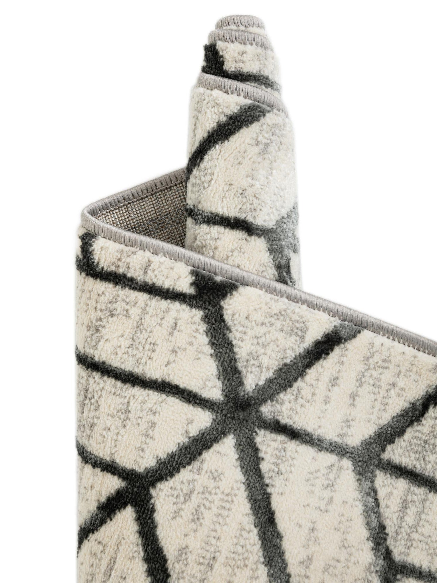 White 2' x 8' Matrix Trellis Runner Area Rug 100% Polyester Geometric Pattern Modern Carpet for Living, Dining, Bedroom, Office for Sale at Rug Engine