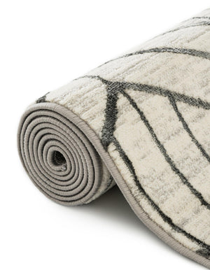 White 2' x 8' Matrix Trellis Runner Area Rug 100% Polyester Geometric Pattern Modern Carpet for Living, Dining, Bedroom, Office for Sale at Rug Engine