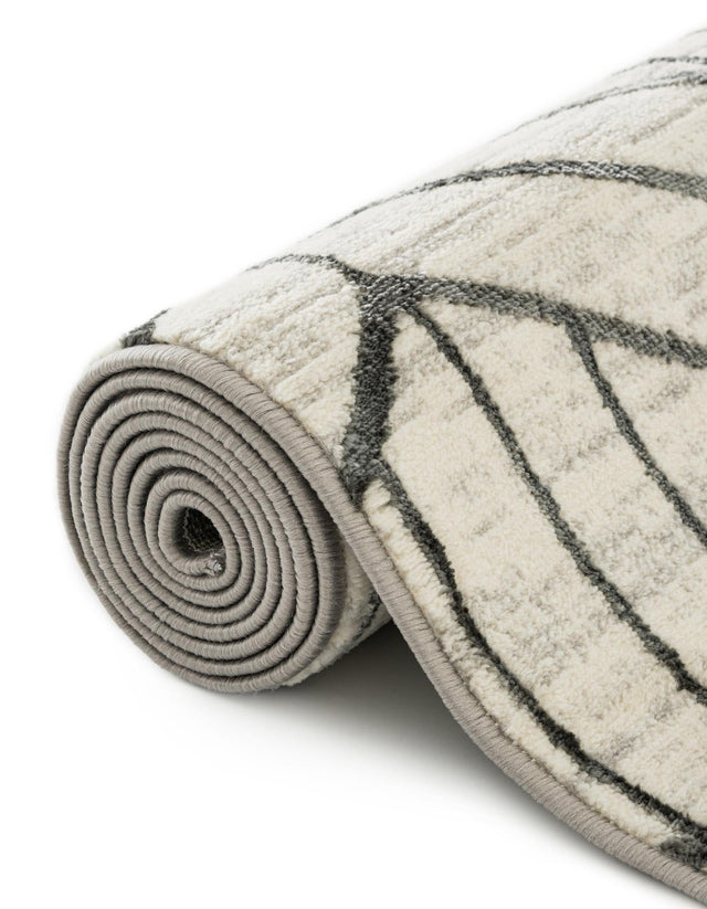 White 2' x 8' Matrix Trellis Runner Area Rug 100% Polyester Geometric Pattern Modern Carpet for Living, Dining, Bedroom, Office for Sale at Rug Engine