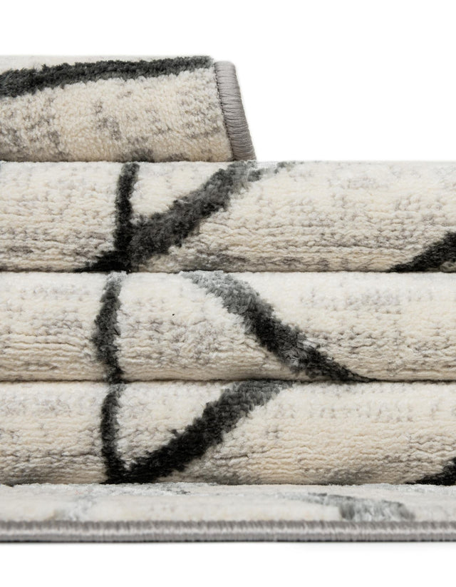 White 2' x 8' Matrix Trellis Runner Area Rug 100% Polyester Geometric Pattern Modern Carpet for Living, Dining, Bedroom, Office for Sale at Rug Engine