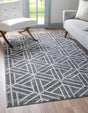 Gray 4' 1 x 6' 1 Matrix Trellis Rectangle Area Rug 100% Polyester Geometric Pattern Modern Carpet for Living, Dining, Bedroom, Office for Sale at Rug Engine