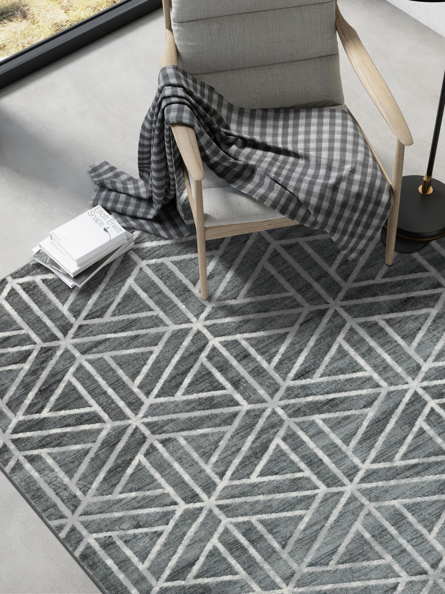 Gray 9' x 12' 2 Matrix Trellis Rectangle Area Rug 100% Polyester Geometric Pattern Modern Carpet for Living, Dining, Bedroom, Office for Sale at Rug Engine