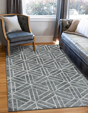 Gray 9' x 12' 2 Matrix Trellis Rectangle Area Rug 100% Polyester Geometric Pattern Modern Carpet for Living, Dining, Bedroom, Office for Sale at Rug Engine