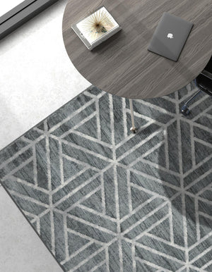 Gray 3' 3 x 5' 3 Matrix Trellis Rectangle Area Rug 100% Polyester Geometric Pattern Modern Carpet for Living, Dining, Bedroom, Office for Sale at Rug Engine
