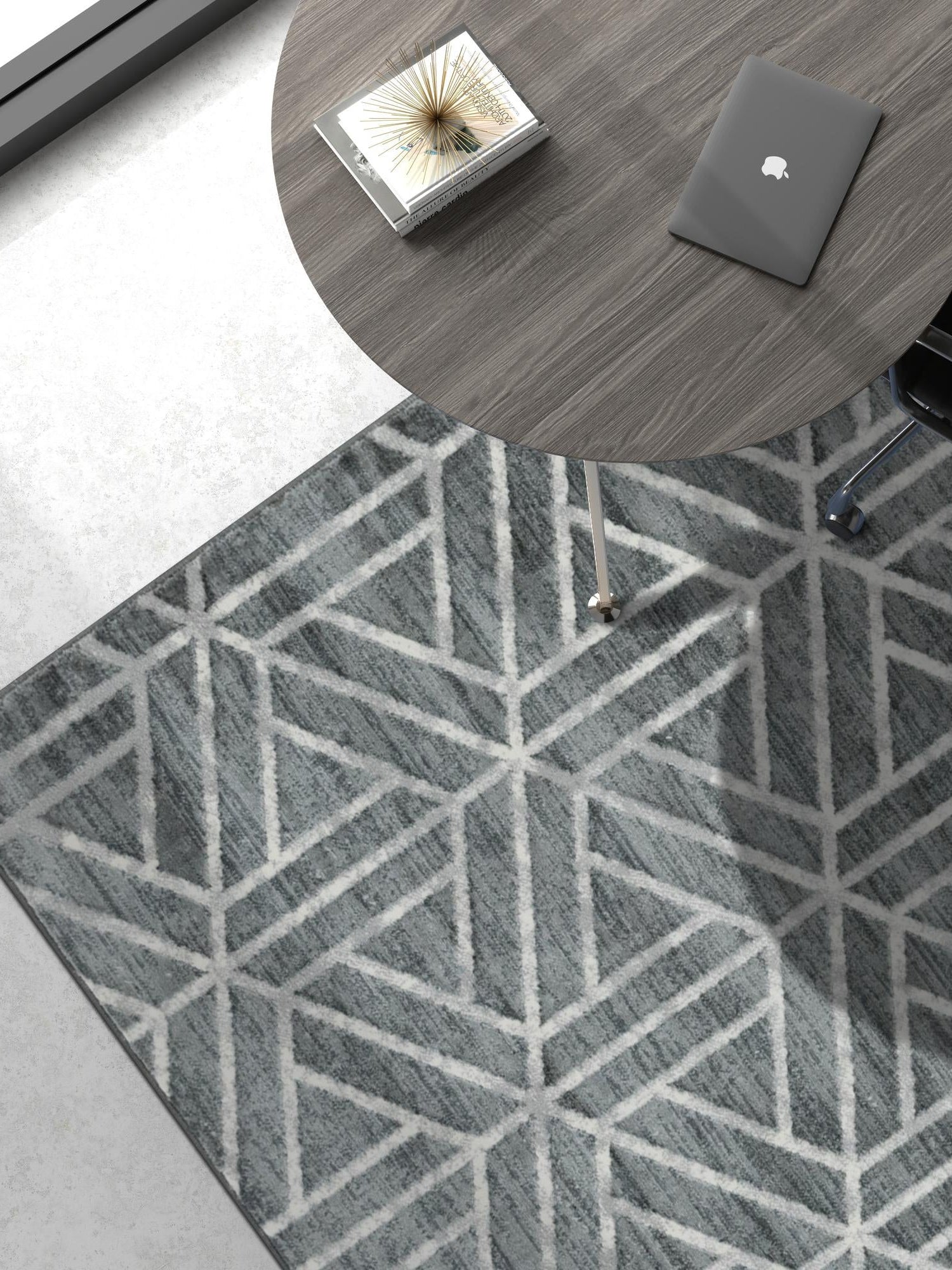 Gray 9' x 12' 2 Matrix Trellis Rectangle Area Rug 100% Polyester Geometric Pattern Modern Carpet for Living, Dining, Bedroom, Office for Sale at Rug Engine