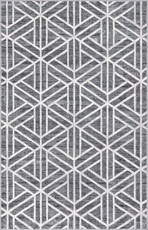 Gray 5' 1 x 8' Matrix Trellis Rectangle Area Rug 100% Polyester Geometric Pattern Modern Carpet for Living, Dining, Bedroom, Office for Sale at Rug Engine