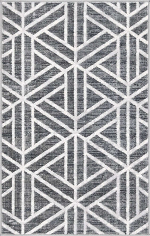 Gray 3' 3 x 5' 3 Matrix Trellis Rectangle Area Rug 100% Polyester Geometric Pattern Modern Carpet for Living, Dining, Bedroom, Office for Sale at Rug Engine