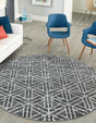 Gray 3' 3 x 3' 3 Matrix Trellis Round Area Rug 100% Polyester Geometric Pattern Modern Carpet for Living, Dining, Bedroom, Office for Sale at Rug Engine