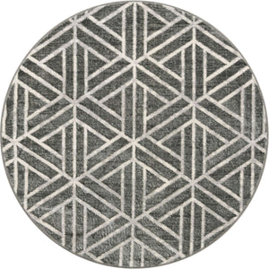 Gray 5' 1 x 5' 1 Matrix Trellis Round Rug