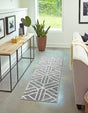 Gray 2' x 8' Matrix Trellis Runner Area Rug 100% Polyester Geometric Pattern Modern Carpet for Living, Dining, Bedroom, Office for Sale at Rug Engine