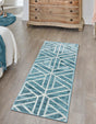 Blue 2' 7 x 16' 5 Matrix Trellis Runner Area Rug 100% Polyester Geometric Pattern Modern Carpet for Living, Dining, Bedroom, Office for Sale at Rug Engine