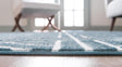 Blue 2' 11 x 19' 8 Matrix Trellis Runner Area Rug 100% Polyester Geometric Pattern Modern Carpet for Living, Dining, Bedroom, Office for Sale at Rug Engine