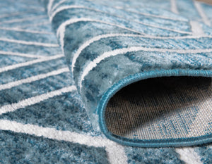 Blue 2' 11 x 19' 8 Matrix Trellis Runner Area Rug 100% Polyester Geometric Pattern Modern Carpet for Living, Dining, Bedroom, Office for Sale at Rug Engine