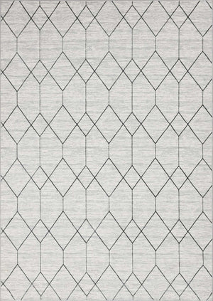 White 9' 10 x 14' Matrix Trellis Rectangle Area Rug 100% Polyester Geometric Pattern Modern Carpet for Living, Dining, Bedroom, Office for Sale at Rug Engine