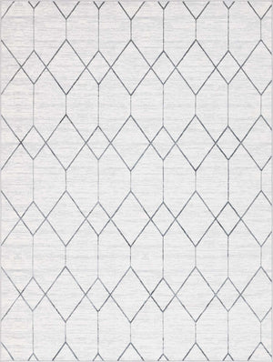 White 9' x 12' 2 Matrix Trellis Rectangle Area Rug 100% Polyester Geometric Pattern Modern Carpet for Living, Dining, Bedroom, Office for Sale at Rug Engine