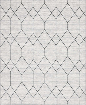 White 8' x 10' Matrix Trellis Rectangle Area Rug 100% Polyester Geometric Pattern Modern Carpet for Living, Dining, Bedroom, Office for Sale at Rug Engine