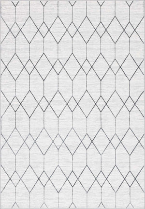 White 7' 1 x 10' Matrix Trellis Rectangle Area Rug 100% Polyester Geometric Pattern Modern Carpet for Living, Dining, Bedroom, Office for Sale at Rug Engine