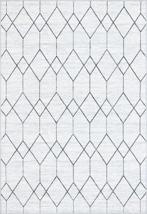 White 6' x 9' Matrix Trellis Rectangle Area Rug 100% Polyester Geometric Pattern Modern Carpet for Living, Dining, Bedroom, Office for Sale at Rug Engine