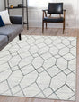 White 6' x 9' Matrix Trellis Rectangle Area Rug 100% Polyester Geometric Pattern Modern Carpet for Living, Dining, Bedroom, Office for Sale at Rug Engine