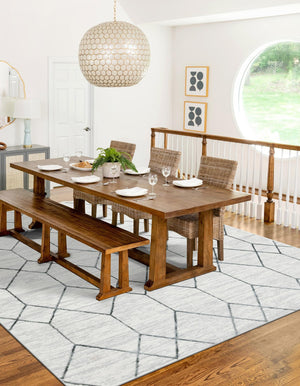 White 4' 1 x 6' 1 Matrix Trellis Rectangle Area Rug 100% Polyester Geometric Pattern Modern Carpet for Living, Dining, Bedroom, Office for Sale at Rug Engine