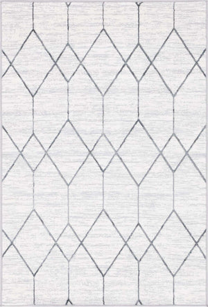 White 4' 1 x 6' 1 Matrix Trellis Rectangle Area Rug 100% Polyester Geometric Pattern Modern Carpet for Living, Dining, Bedroom, Office for Sale at Rug Engine