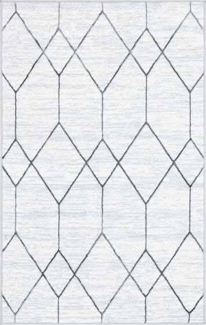 White 3' 3 x 5' 3 Matrix Trellis Rectangle Area Rug 100% Polyester Geometric Pattern Modern Carpet for Living, Dining, Bedroom, Office for Sale at Rug Engine