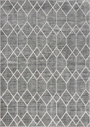 Gray 9' 10 x 14' 1 Matrix Trellis Rectangle Area Rug 100% Polyester Geometric Pattern Modern Carpet for Living, Dining, Bedroom, Office for Sale at Rug Engine