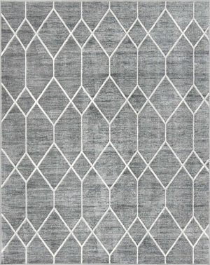 Gray 8' x 10' Matrix Trellis Rectangle Area Rug 100% Polyester Geometric Pattern Modern Carpet for Living, Dining, Bedroom, Office for Sale at Rug Engine