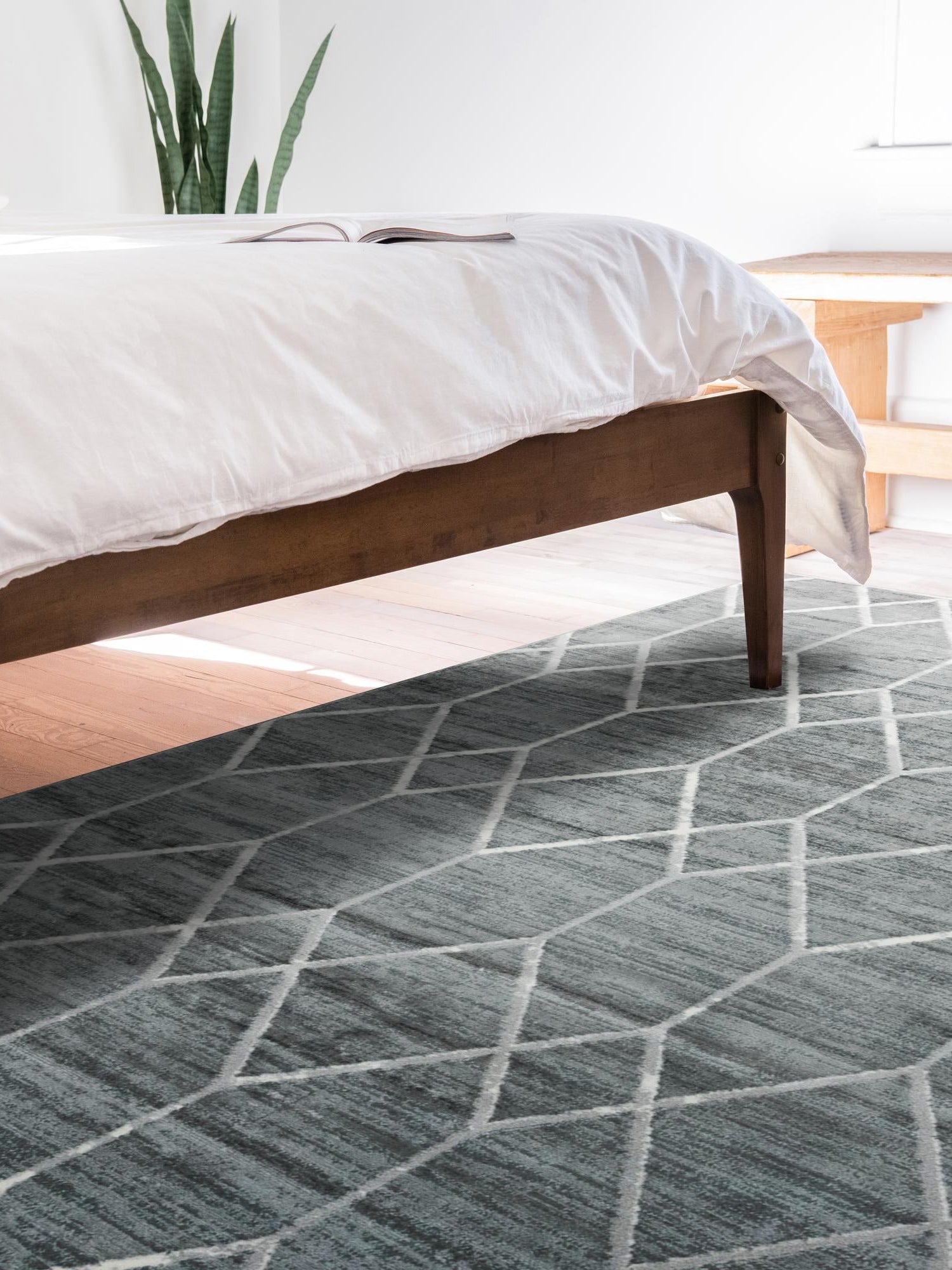 Gray 8' x 10' Matrix Trellis Rectangle Area Rug 100% Polyester Geometric Pattern Modern Carpet for Living, Dining, Bedroom, Office for Sale at Rug Engine