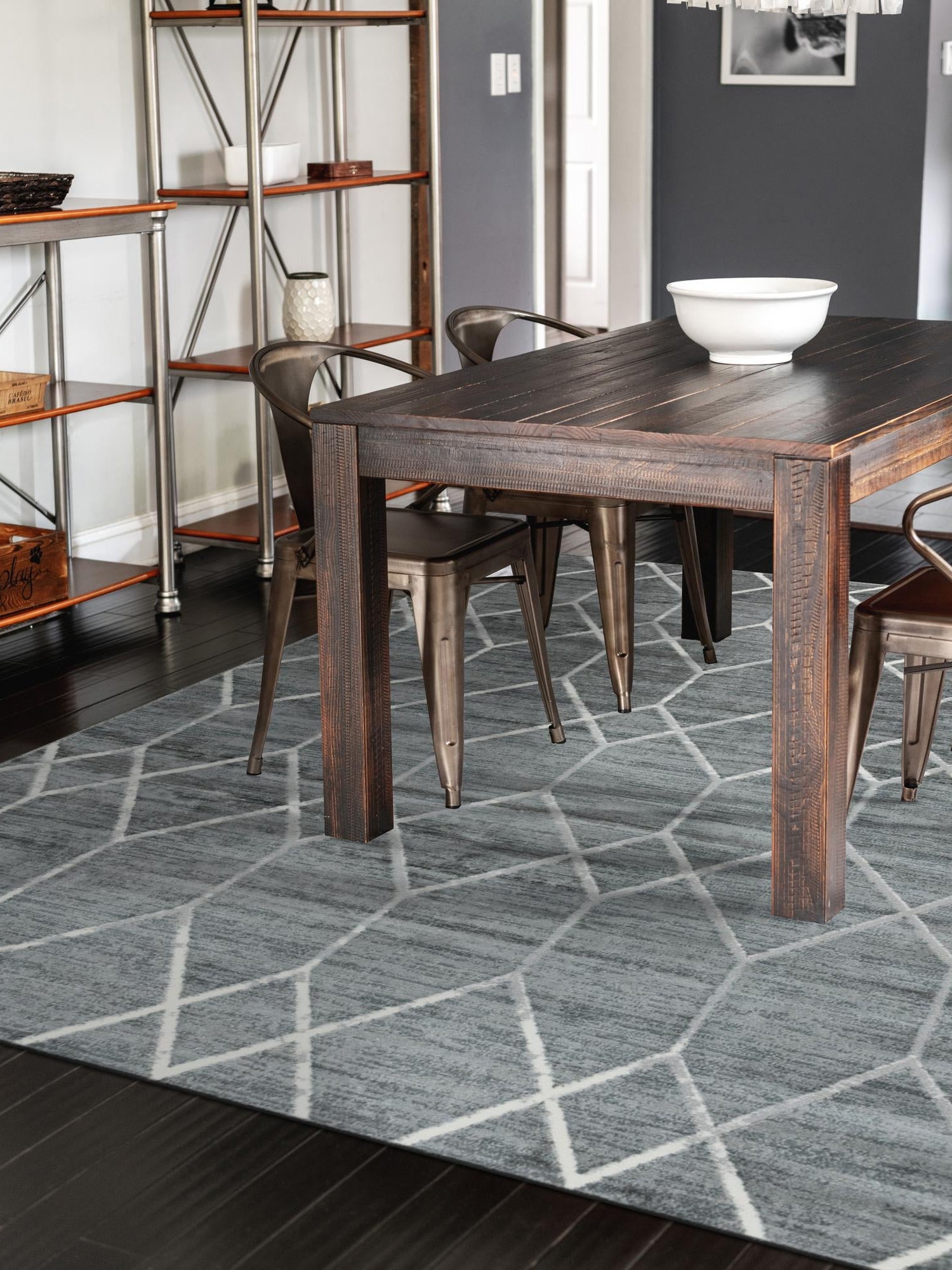 Gray 3' 3 x 5' 3 Matrix Trellis Rectangle Area Rug 100% Polyester Geometric Pattern Modern Carpet for Living, Dining, Bedroom, Office for Sale at Rug Engine