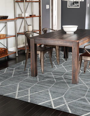 Gray 7' 1 x 10' Matrix Trellis Rectangle Area Rug 100% Polyester Geometric Pattern Modern Carpet for Living, Dining, Bedroom, Office for Sale at Rug Engine