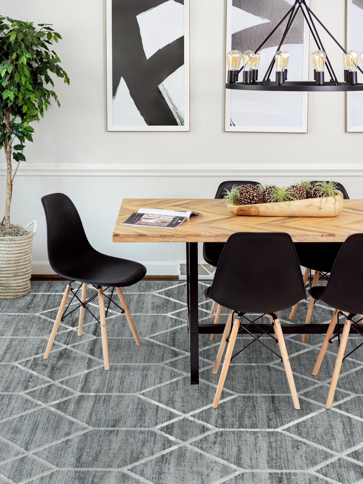 Gray 8' x 10' Matrix Trellis Rectangle Area Rug 100% Polyester Geometric Pattern Modern Carpet for Living, Dining, Bedroom, Office for Sale at Rug Engine