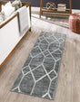 Gray 2' 7 x 13' Matrix Trellis Runner Area Rug 100% Polyester Geometric Pattern Modern Carpet for Living, Dining, Bedroom, Office for Sale at Rug Engine