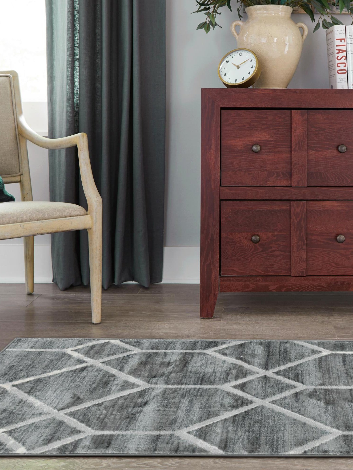 Gray 2' 7 x 16' 5 Matrix Trellis Runner Area Rug 100% Polyester Geometric Pattern Modern Carpet for Living, Dining, Bedroom, Office for Sale at Rug Engine